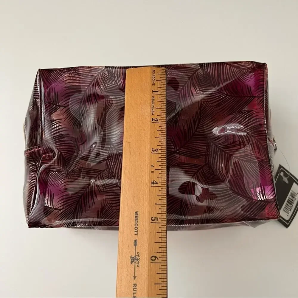 Ulta clear purple leaf print zippered makeup bag